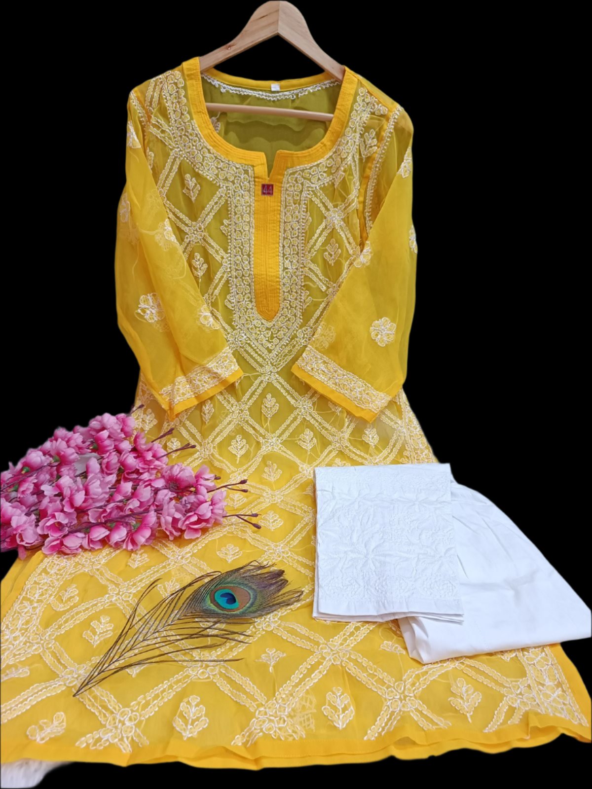 Georgette Chikan Work Suit Is A Must-Have For Anyone Looking To Add A Touch Of Elegance Moksha Fashions