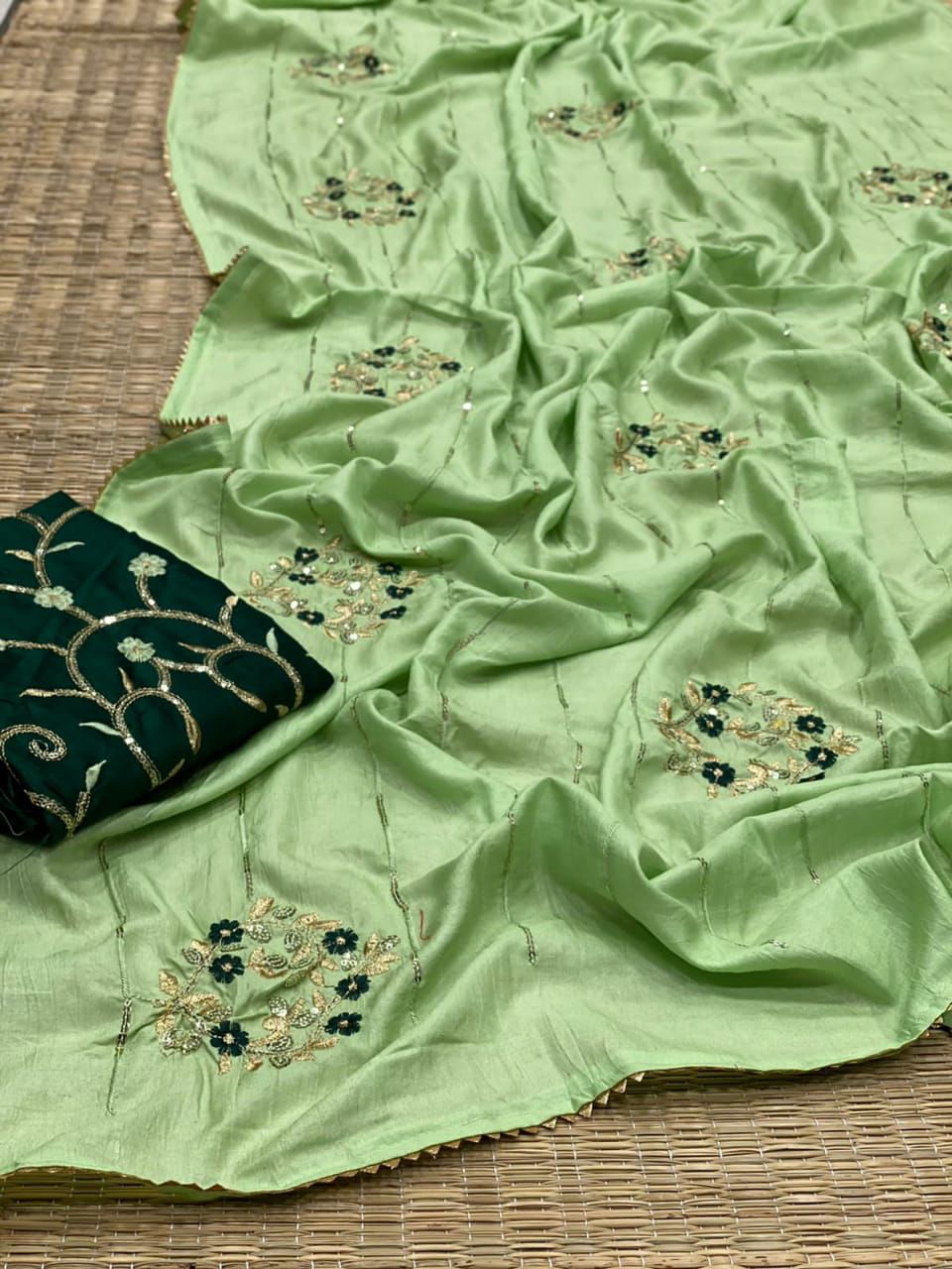 Dola Silk Sequence-Thread Embroidery Sarees Moksha Fashions
