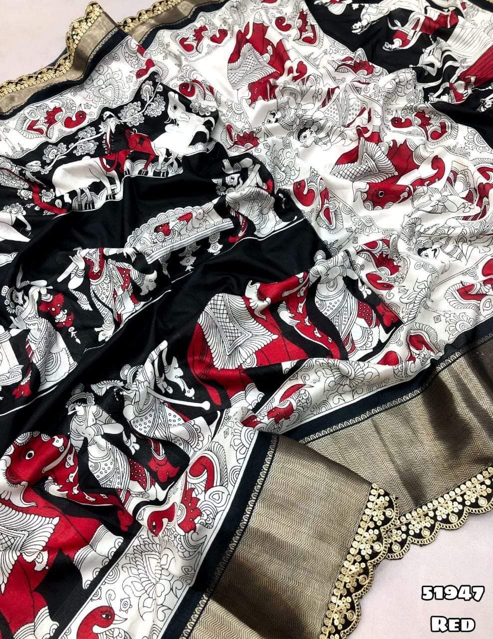 A Graceful Dola Saree With Work On Lace Moksha Fashions