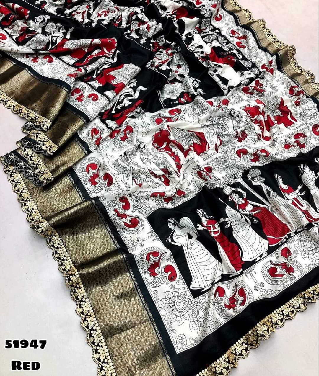 A Graceful Dola Saree With Work On Lace Moksha Fashions