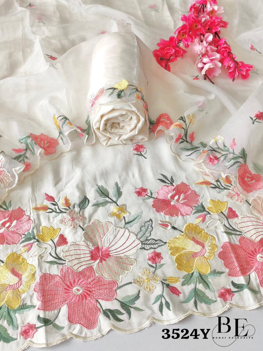 Exclusive Pure Organza With Heavy Work Suit Fabric Moksha Fashions