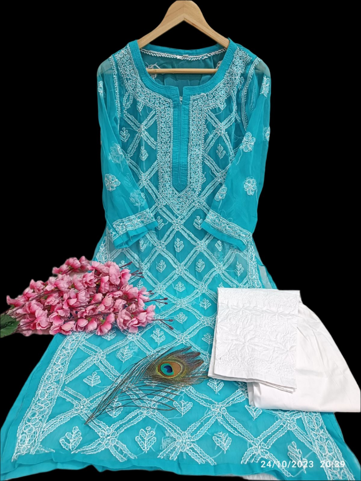 Georgette Chikan Work Suit Is A Must-Have For Anyone Looking To Add A Touch Of Elegance Moksha Fashions