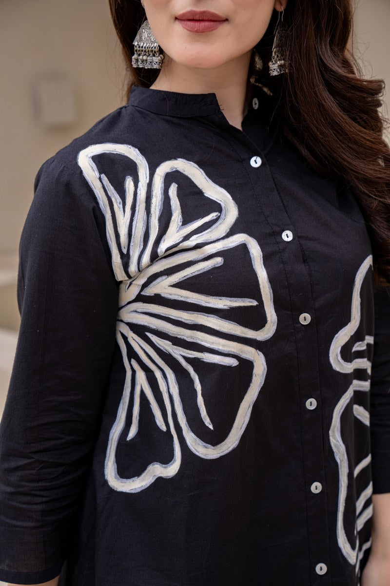 Cotton Kurta Set With Unique Brush Paint Moksha Fashions