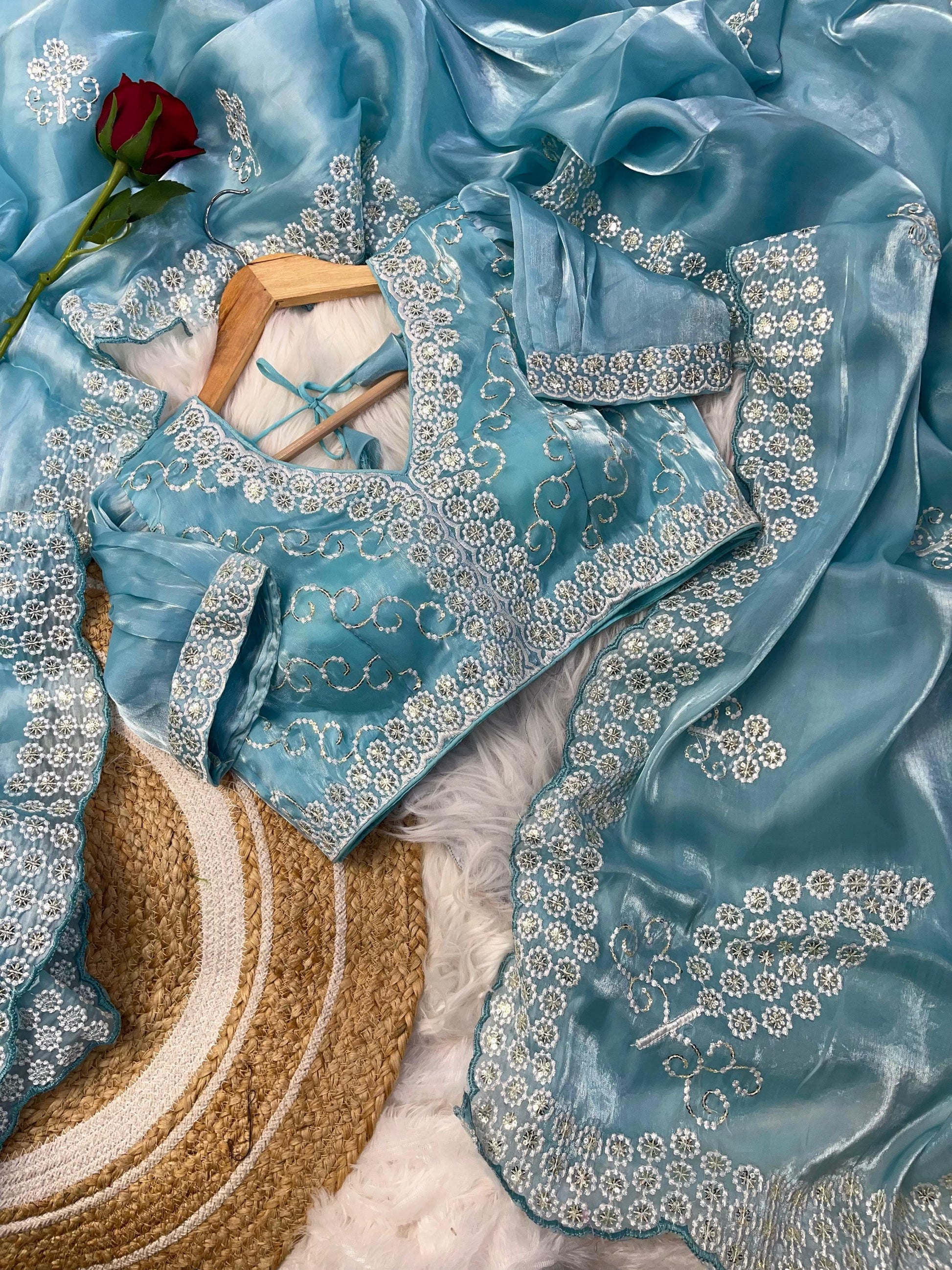 Pure zimmy choo silk saree with sequence work Moksha Fashions