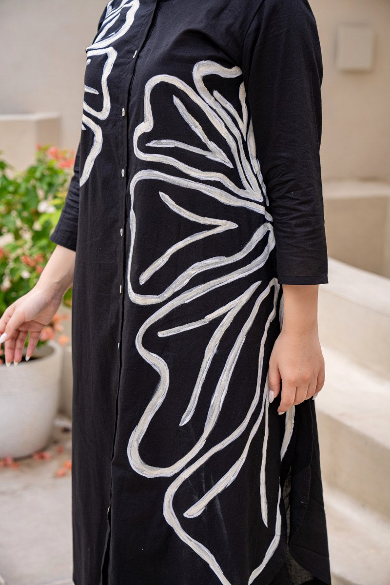 Cotton Kurta Set With Unique Brush Paint Moksha Fashions