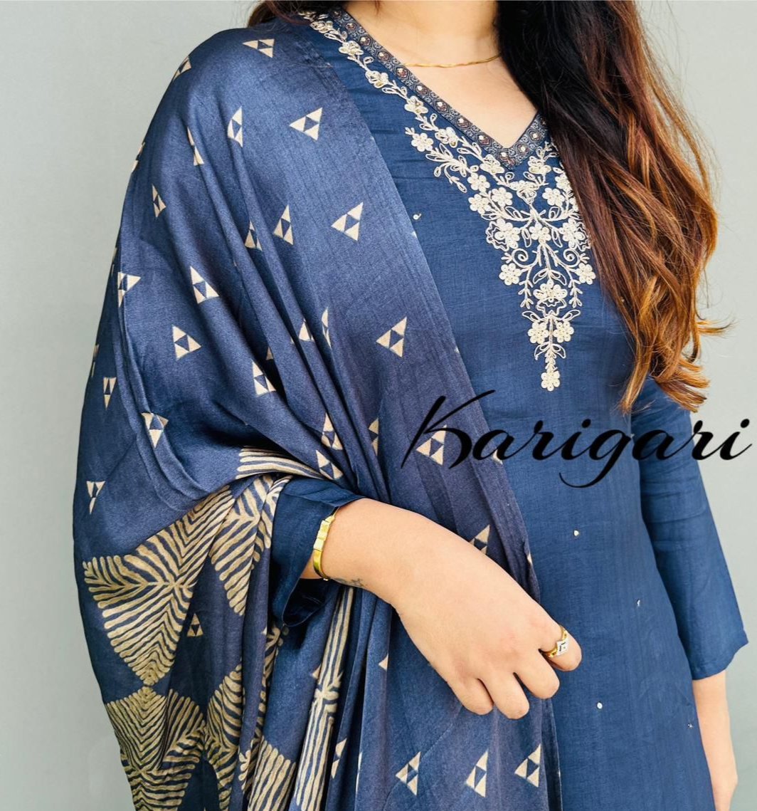 3-Piece Premium Chanderi Silk Suit Set Moksha Fashions