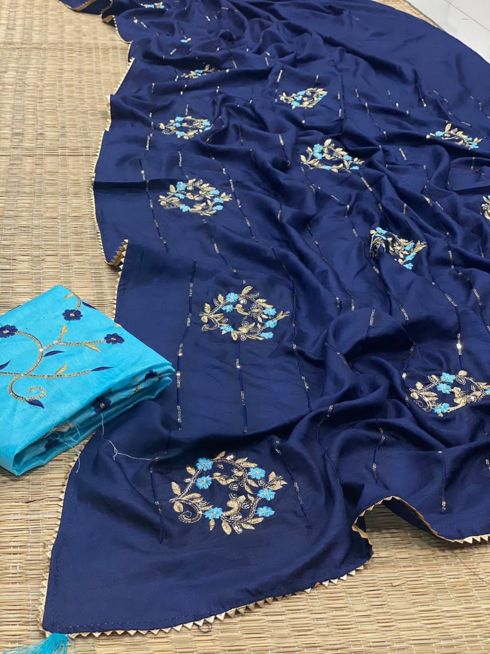 Dola Silk Sequence-Thread Embroidery Sarees Moksha Fashions