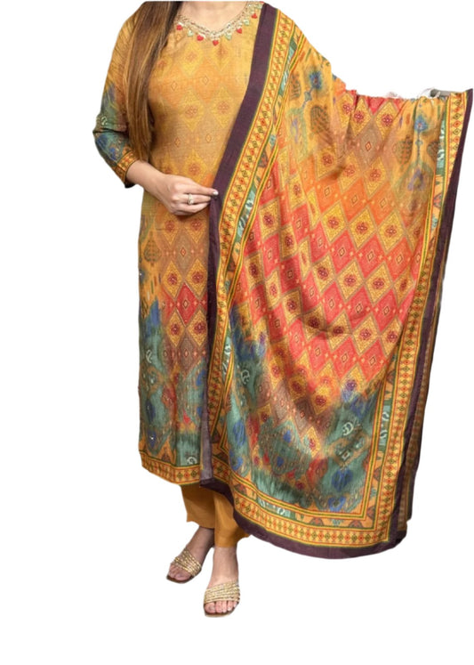 Premium Malai Silk Kurti Boasts Heavy Hand Work And Soft Printing For A Luxurious Touch Moksha Fashions