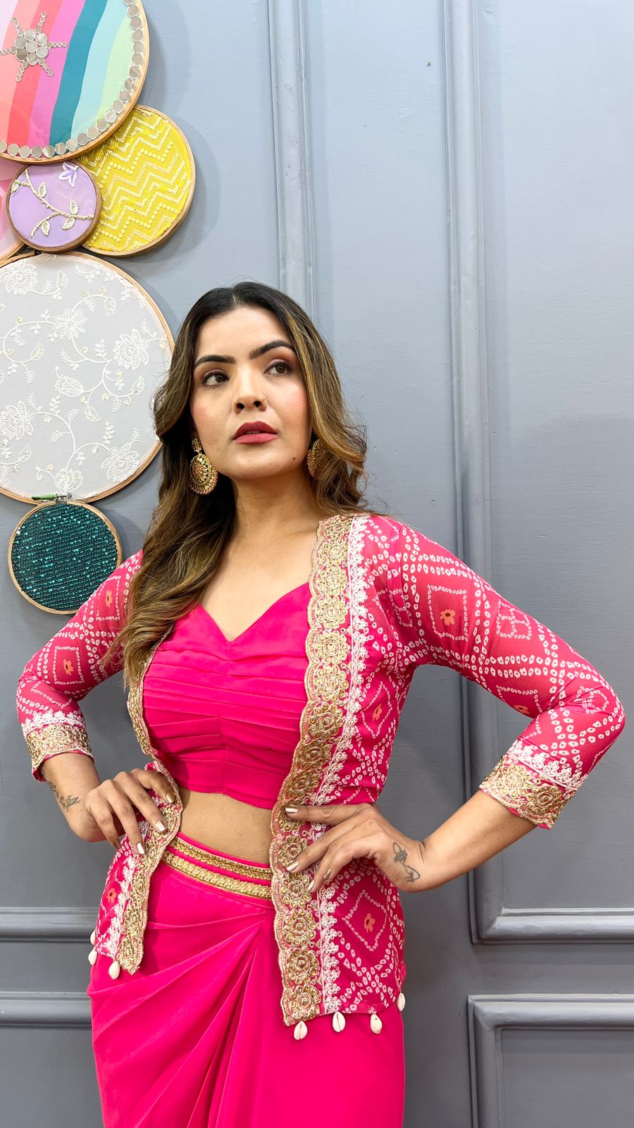 .Sharong Dress With Jacket Moksha Fashions