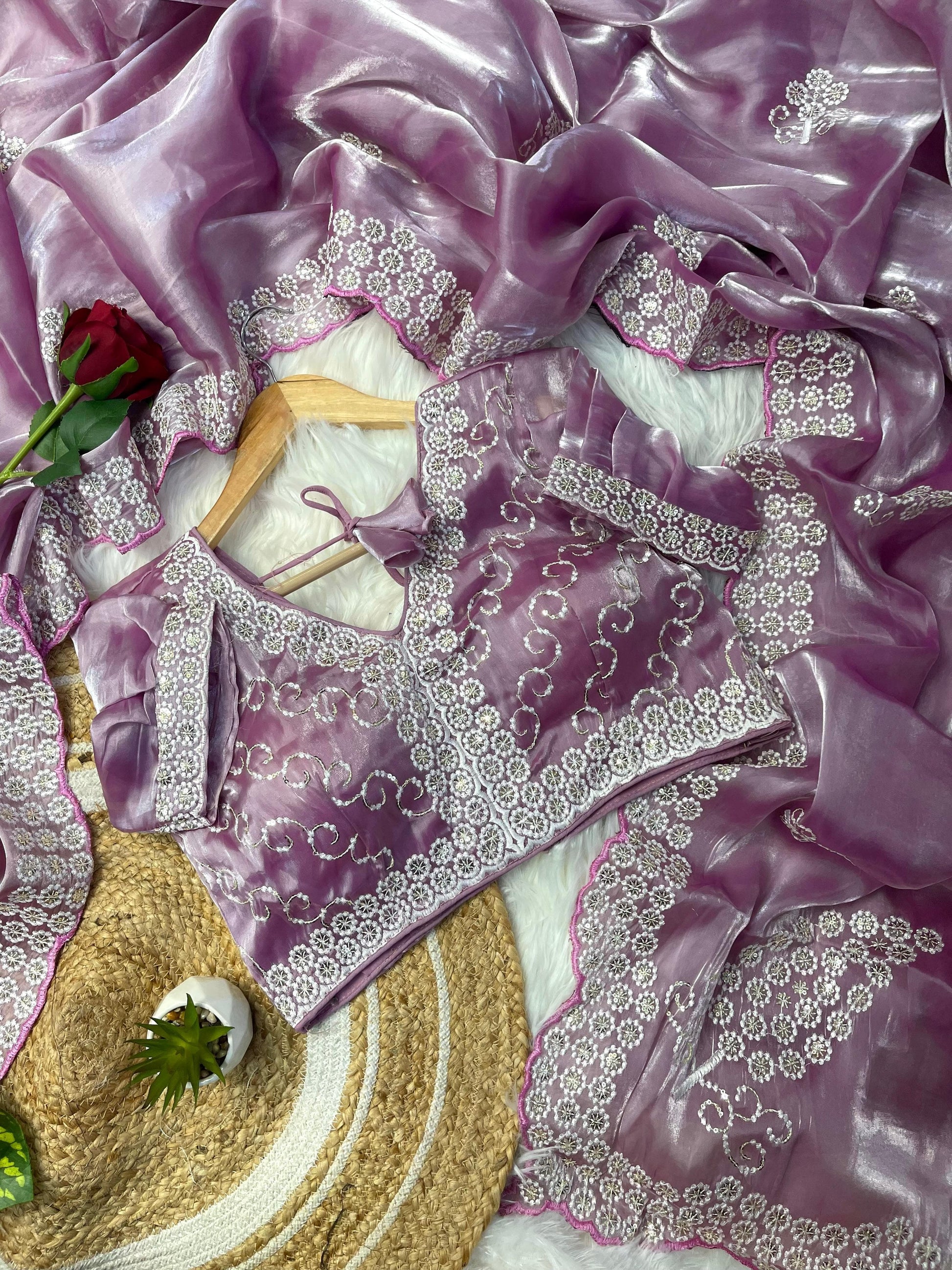 Pure zimmy choo silk saree with sequence work Moksha Fashions