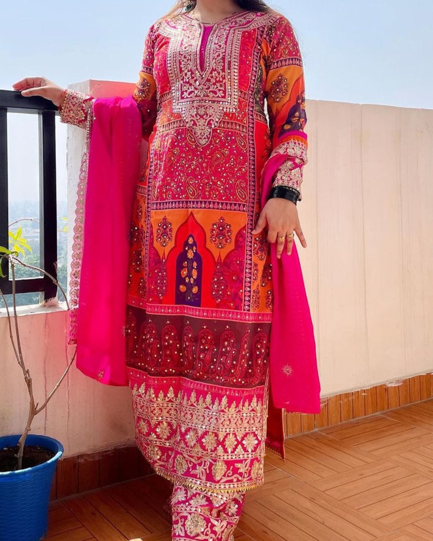 EXCLUSIVE PREMIUM WORK PINK SUIT Moksha Fashions