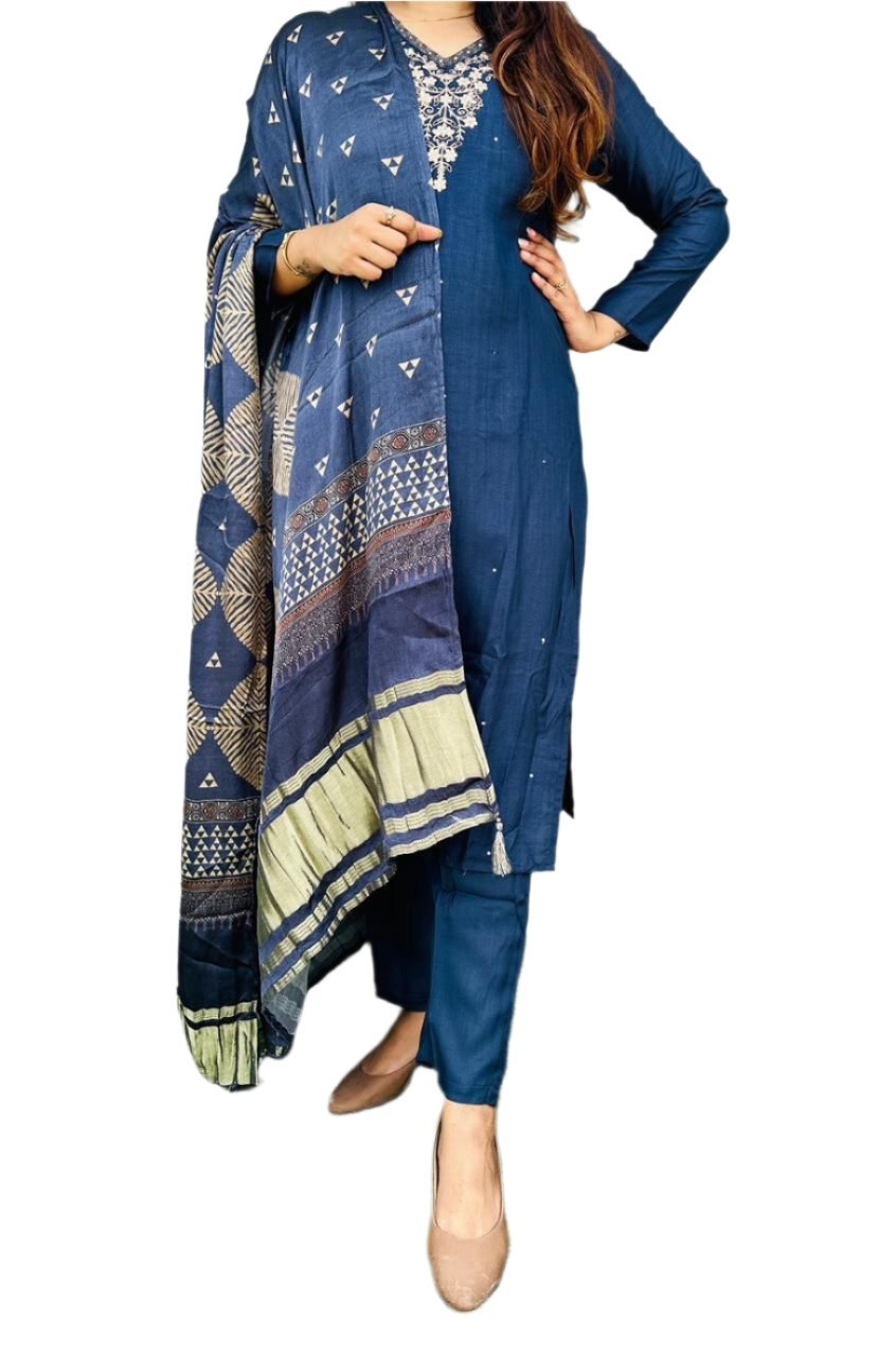 3-Piece Premium Chanderi Silk Suit Set Moksha Fashions