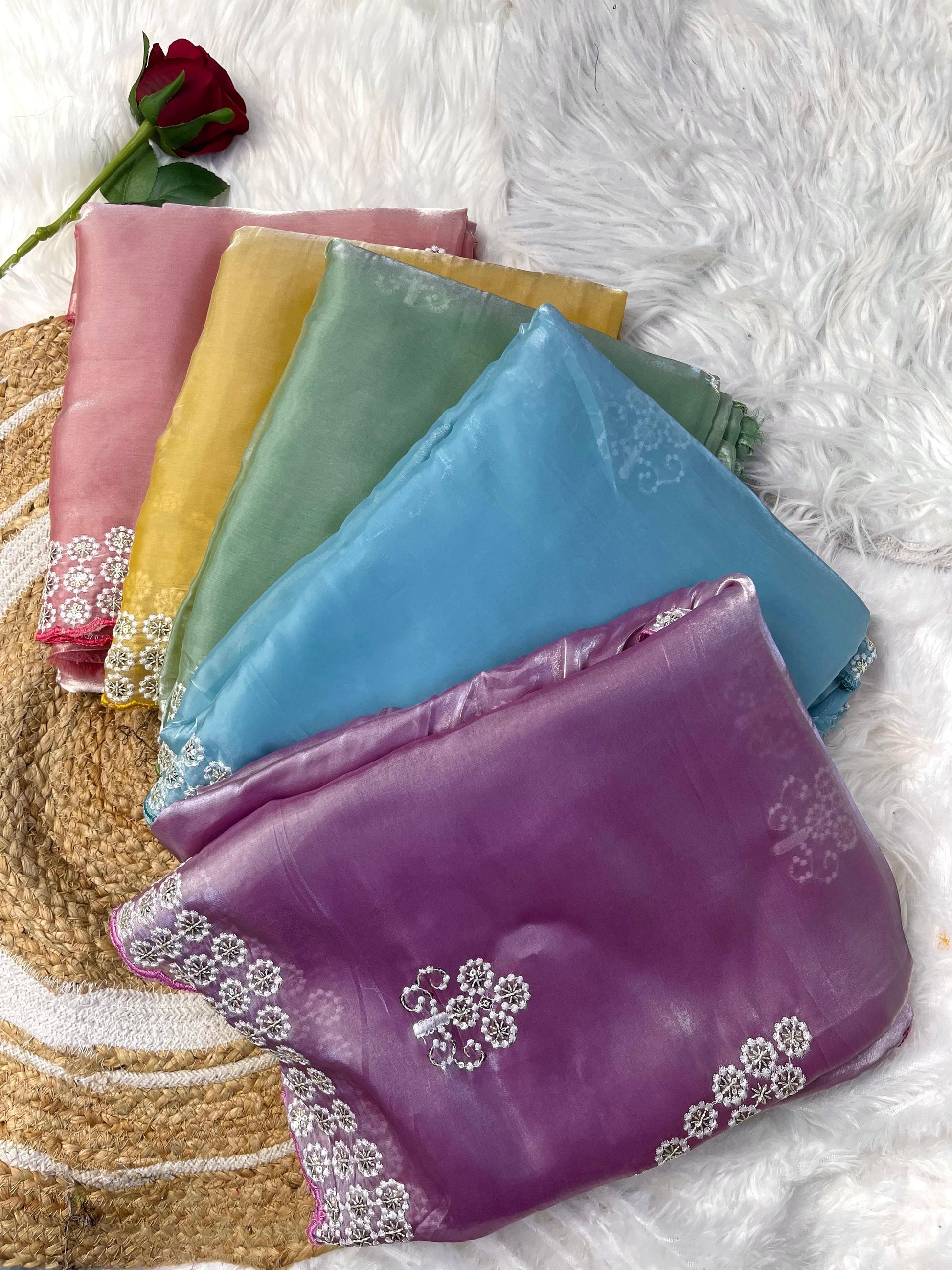 Pure zimmy choo silk saree with sequence work Moksha Fashions