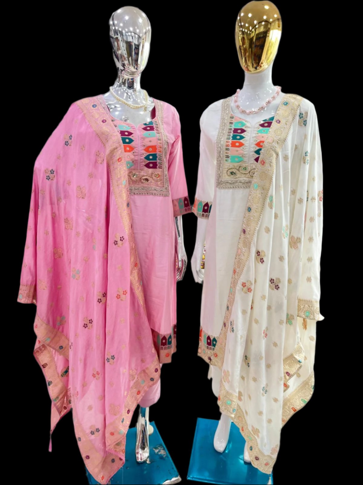 Enjoy The Luxurious Feel Of Silk While Making A Stylish Statement With This Suit Set Moksha Fashions