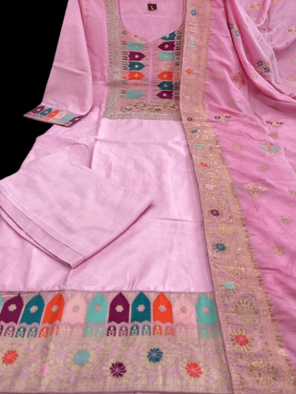 Enjoy The Luxurious Feel Of Silk While Making A Stylish Statement With This Suit Set Moksha Fashions