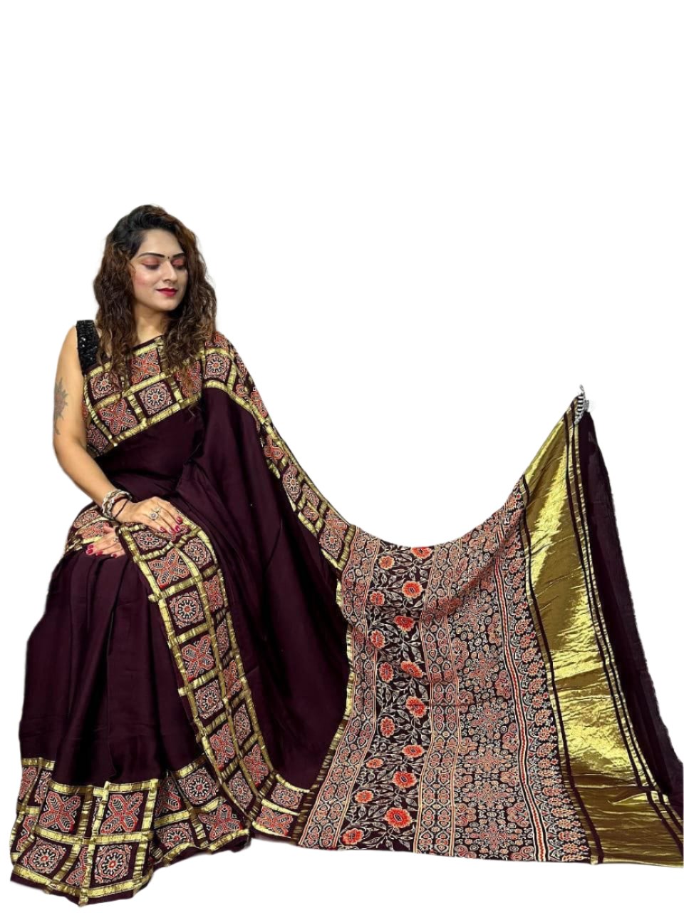 Pure Gajji Silk Bandhej Patterns Saree Moksha Fashions