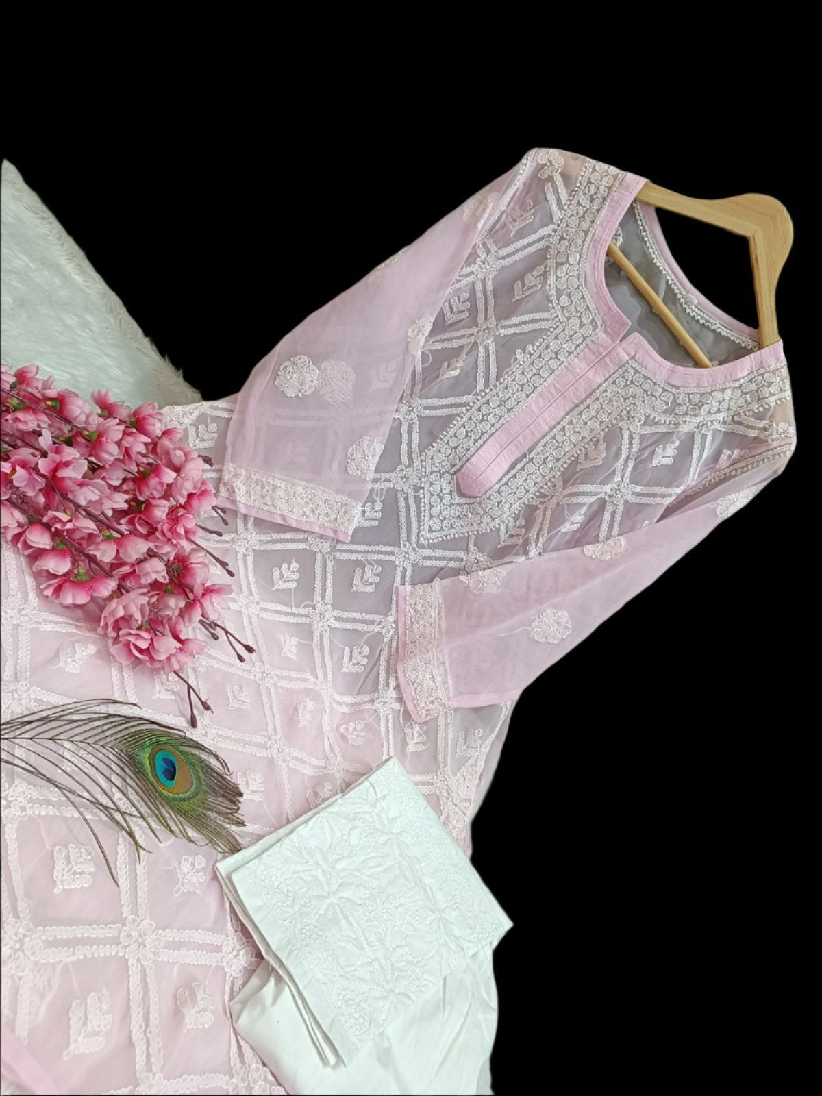Georgette Chikan Work Suit Is A Must-Have For Anyone Looking To Add A Touch Of Elegance Moksha Fashions