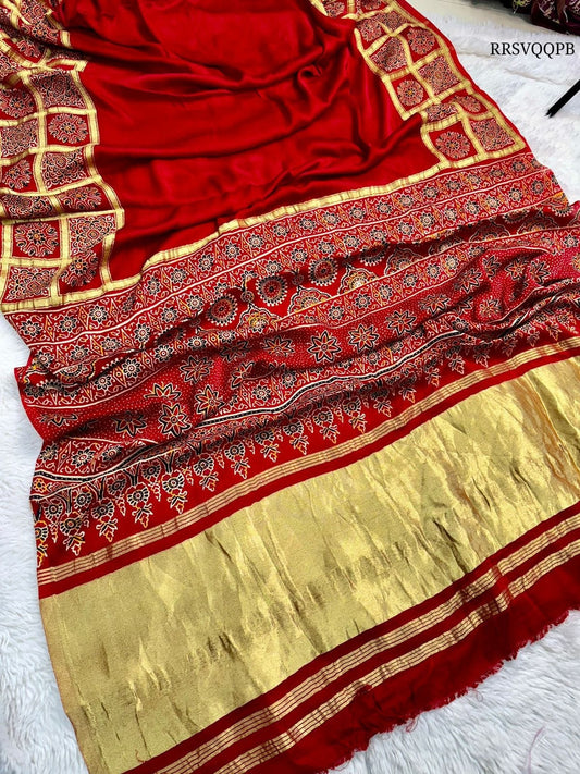 Pure Gajji Silk Bandhej Patterns Saree Moksha Fashions