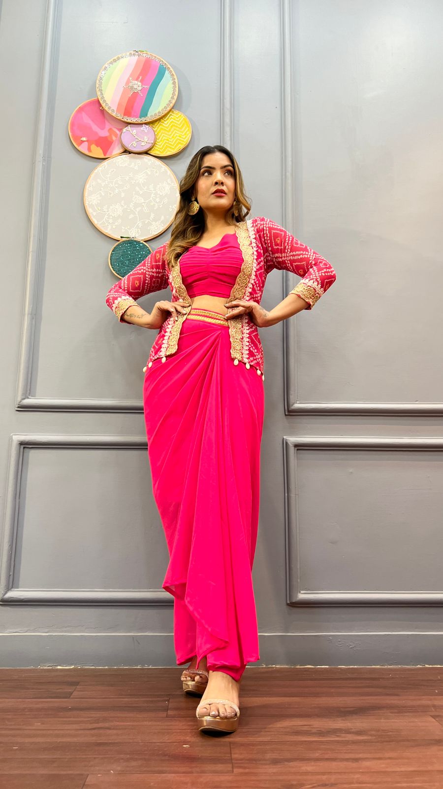 .Sharong Dress With Jacket Moksha Fashions