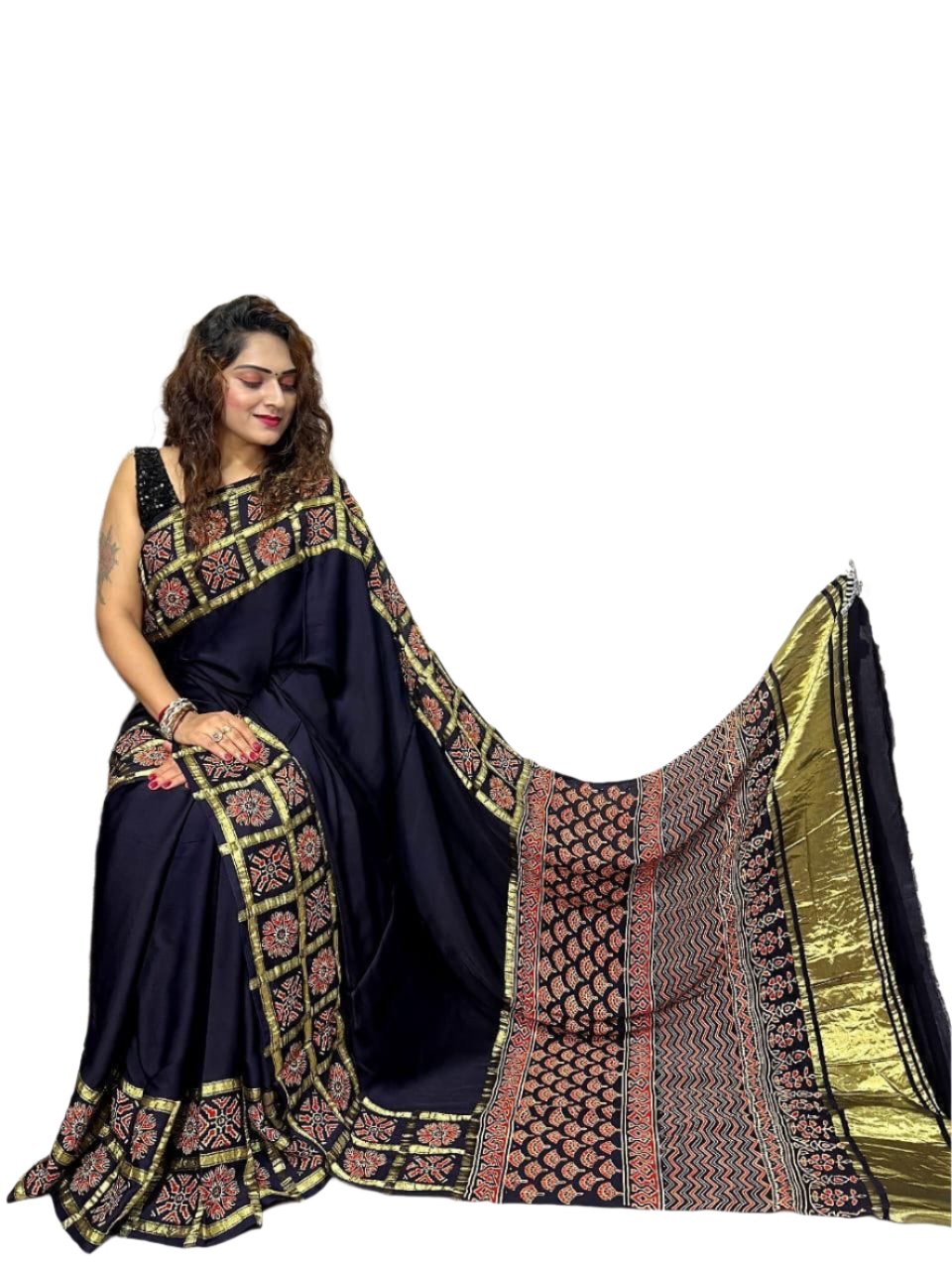 Pure Gajji Silk Bandhej Patterns Saree Moksha Fashions