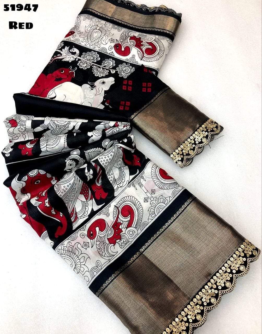 A Graceful Dola Saree With Work On Lace Moksha Fashions