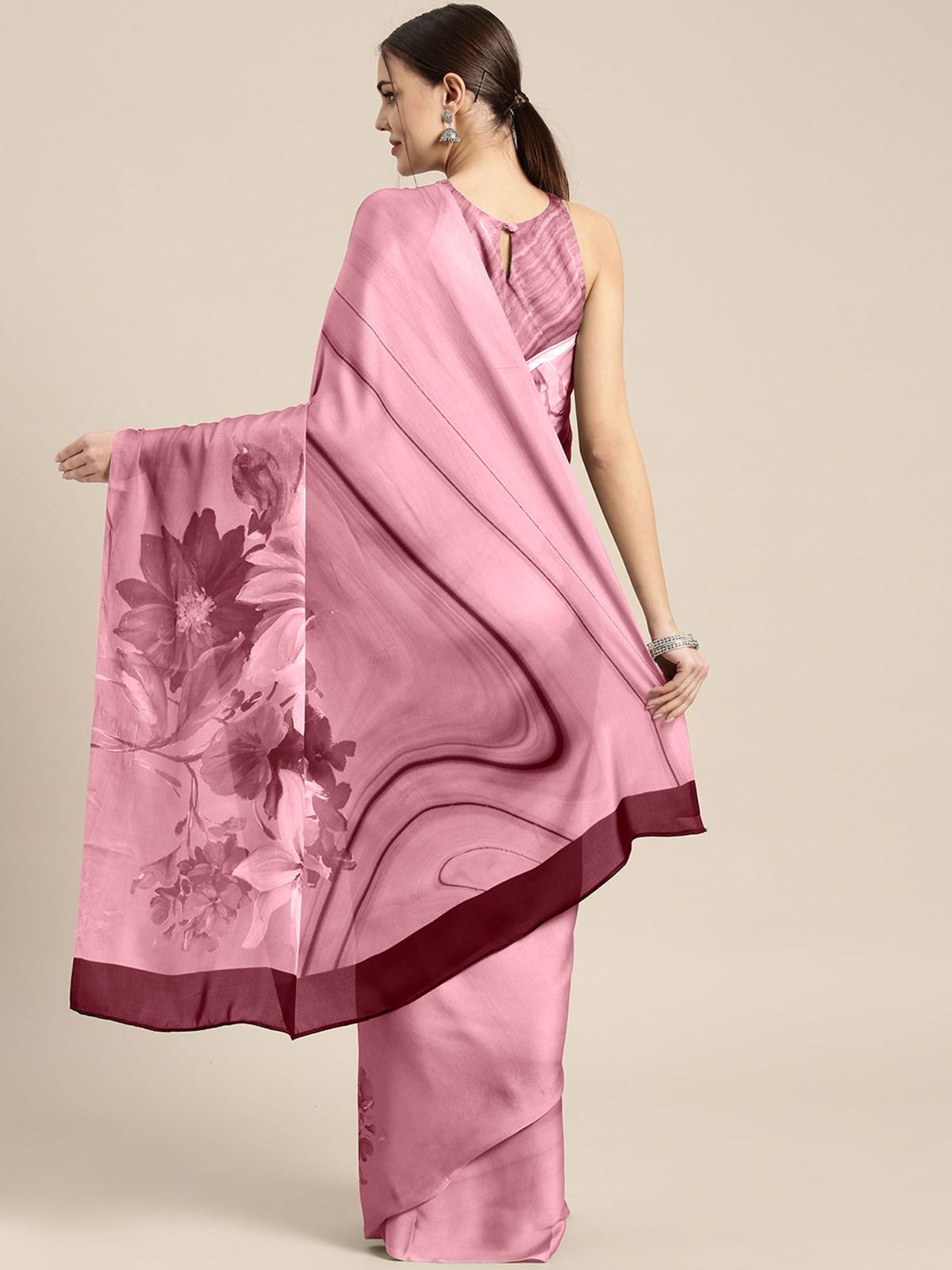 Elegant Printed Satin Saree - Stylish & Comfortable Saree for Casual & Festive Occasions - Moksha Fashions