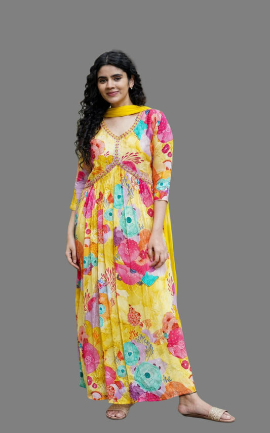 Soft Georgette Fabric Delicate Sequence Embroidery Gown Moksha Fashions