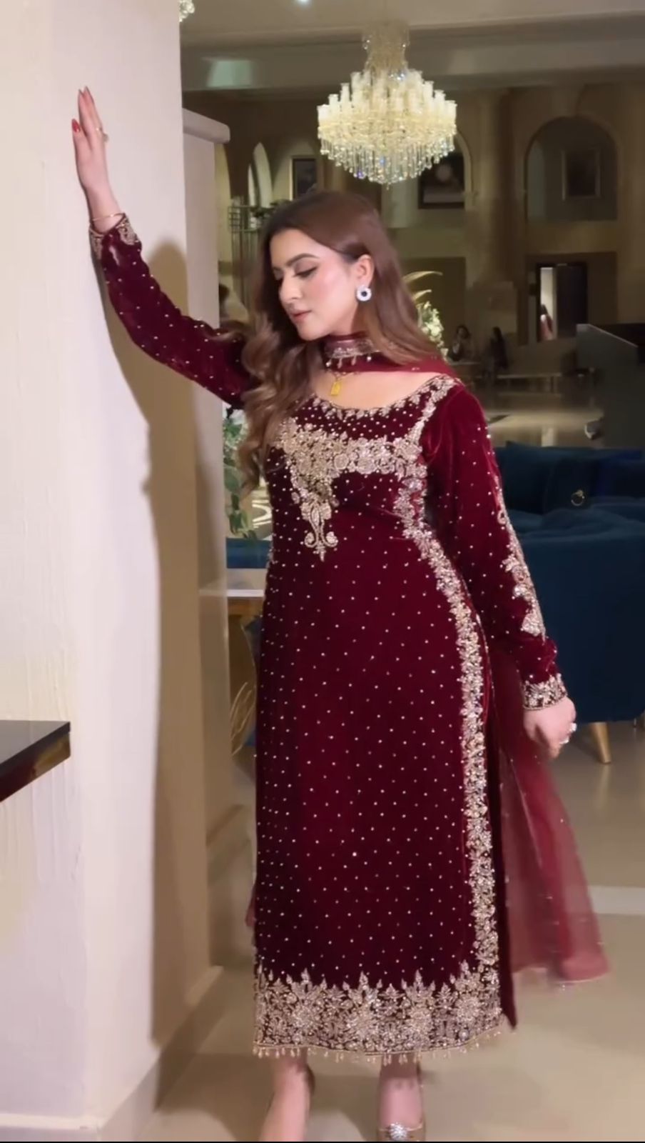 .Viscose Velvet Designer Suit Moksha Fashions