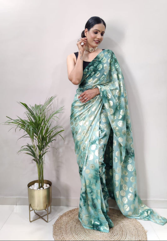 1-Min Ready to Wear Saree for Women – Pre-Draped, Easy to Wear, Elegant Design - Moksha Fashions