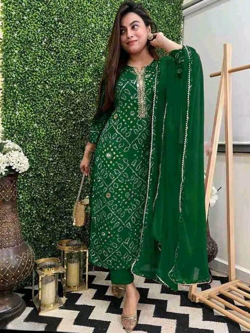 Bandhani Tie-Dye Kurta Pants Set – Elegant and Comfortable Ethnic Wear for Women - Moksha Fashions