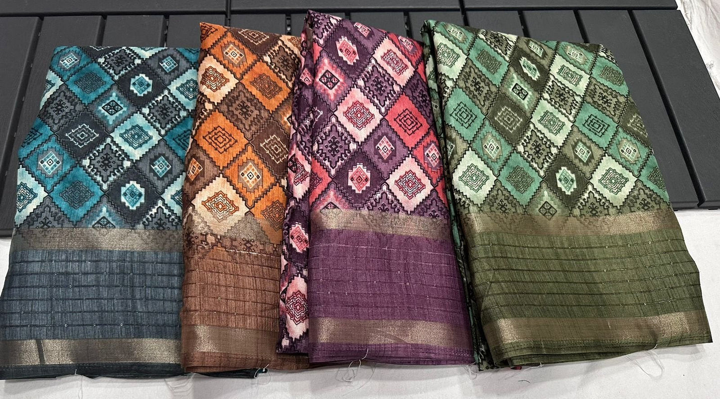 Sequence Border Soft Dola Silk Sarees/ Attractive Colors Moksha Fashions