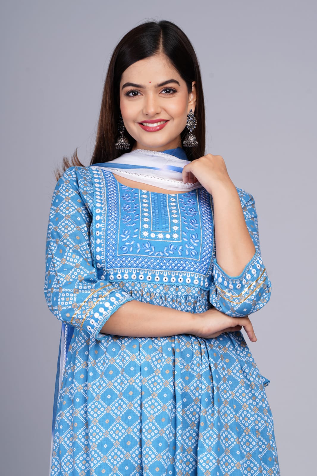 Kurti Pant Dupatta Set Lace Detailing Moksha Fashions