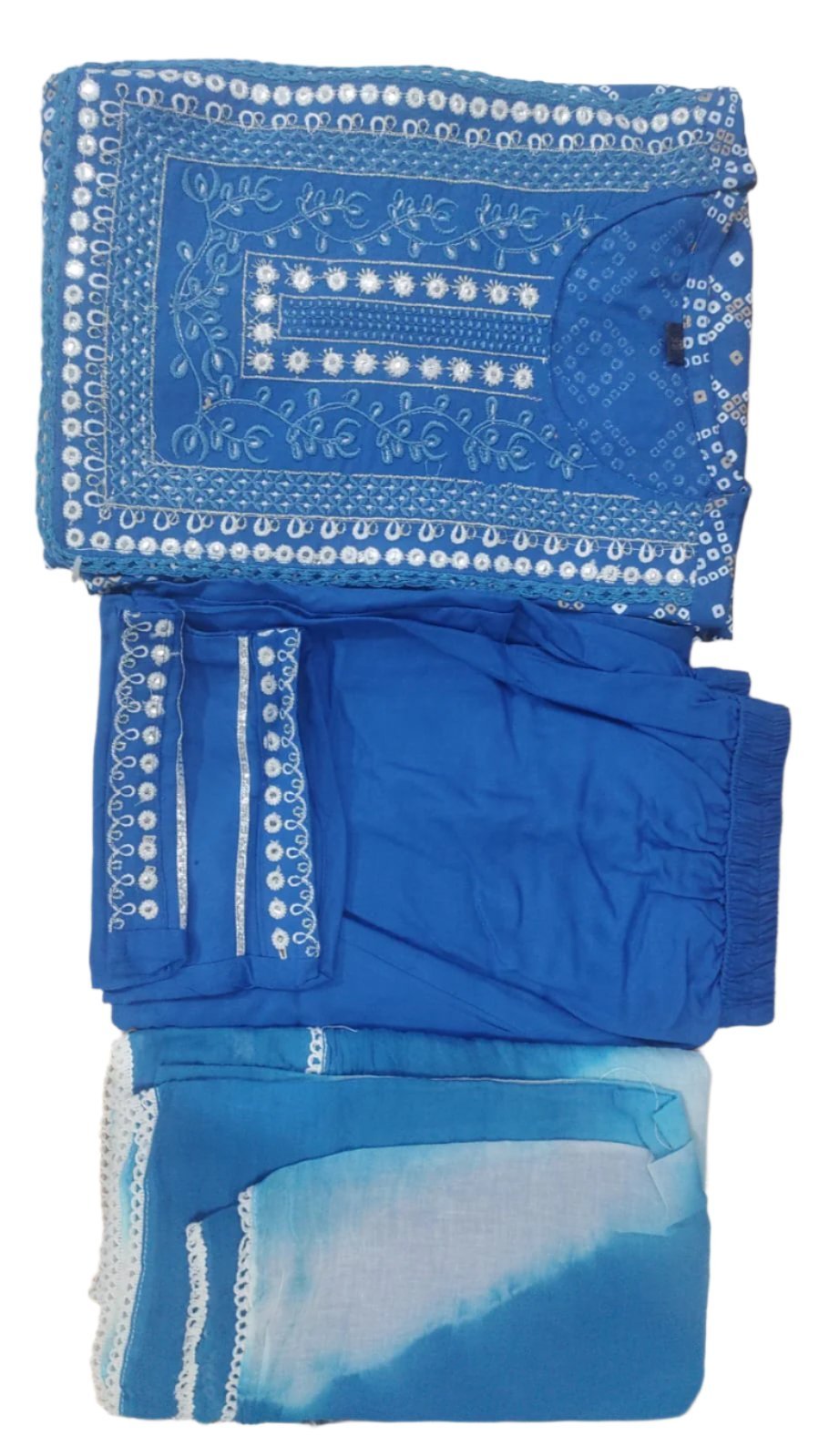 Kurti Pant Dupatta Set Lace Detailing Moksha Fashions