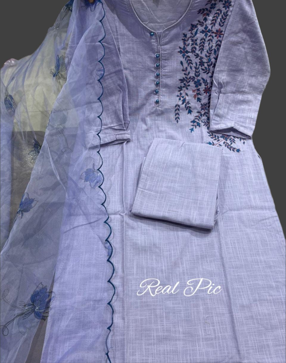 Premium Pure Organza Thread Embroidery Work Moksha Fashions