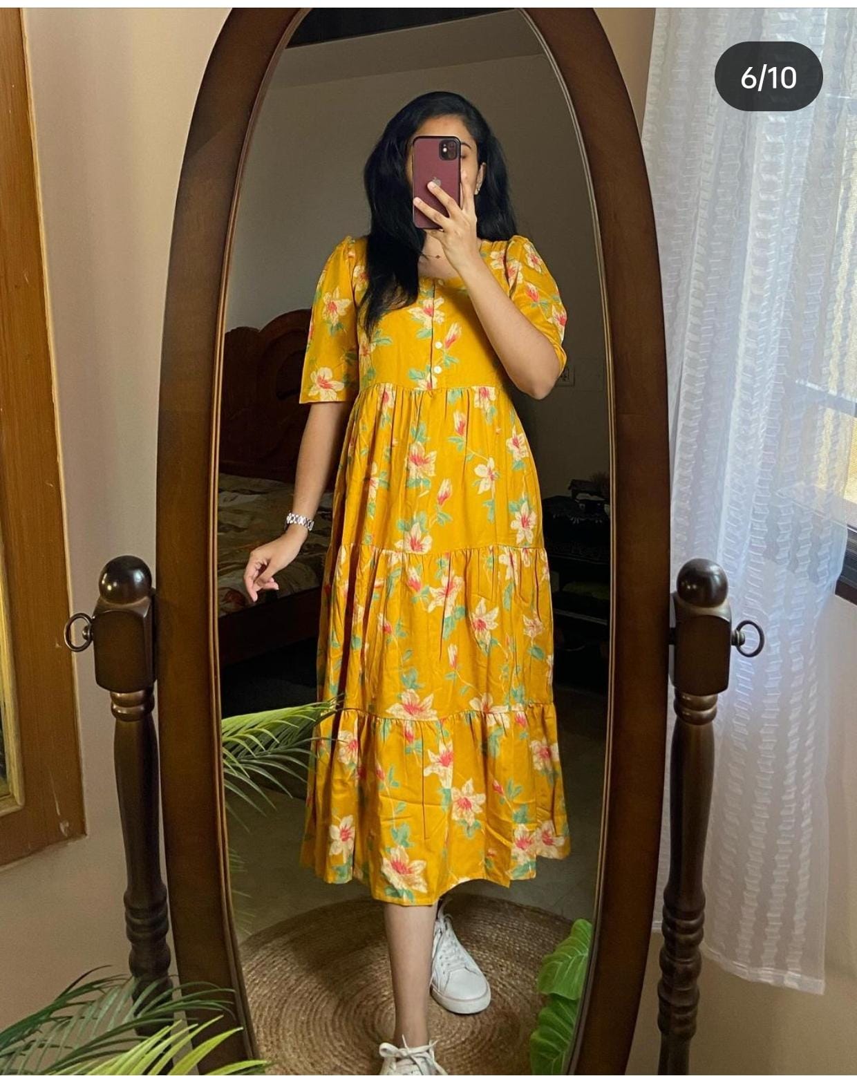 Cotton Middi withL lotus Flower Print Moksha Fashions
