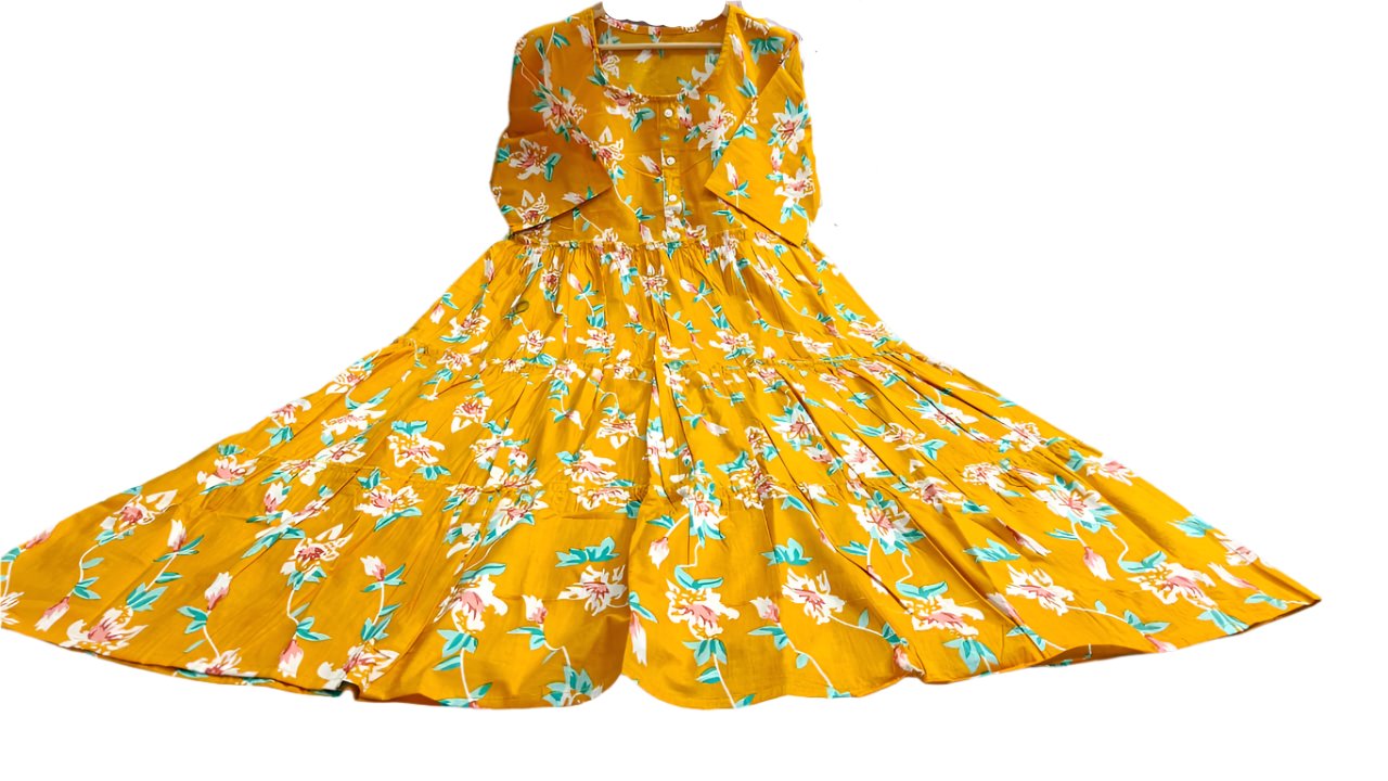 Cotton Middi withL lotus Flower Print Moksha Fashions