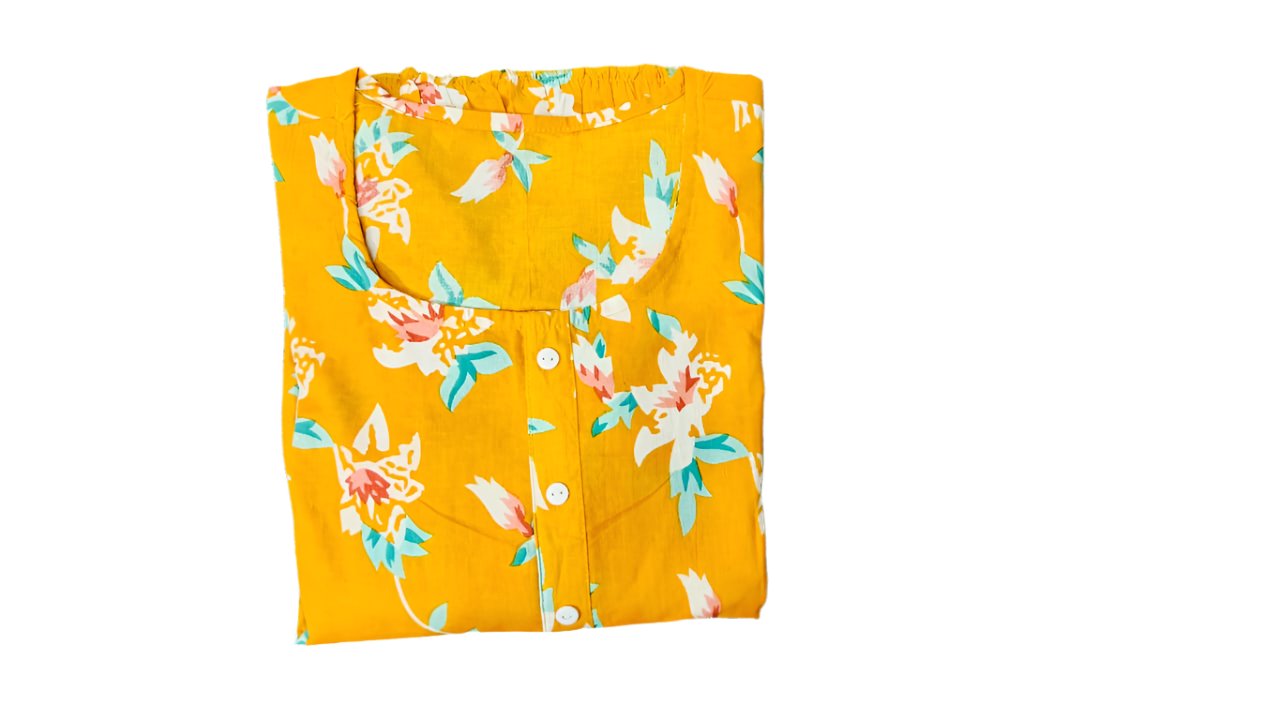 Cotton Middi withL lotus Flower Print Moksha Fashions