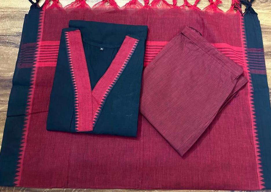Pure Fine South Cotton Temple Border Suit Moksha Fashions