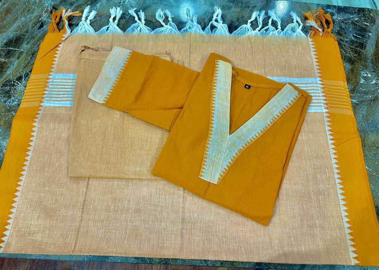 Pure Fine South Cotton Temple Border Suit Moksha Fashions