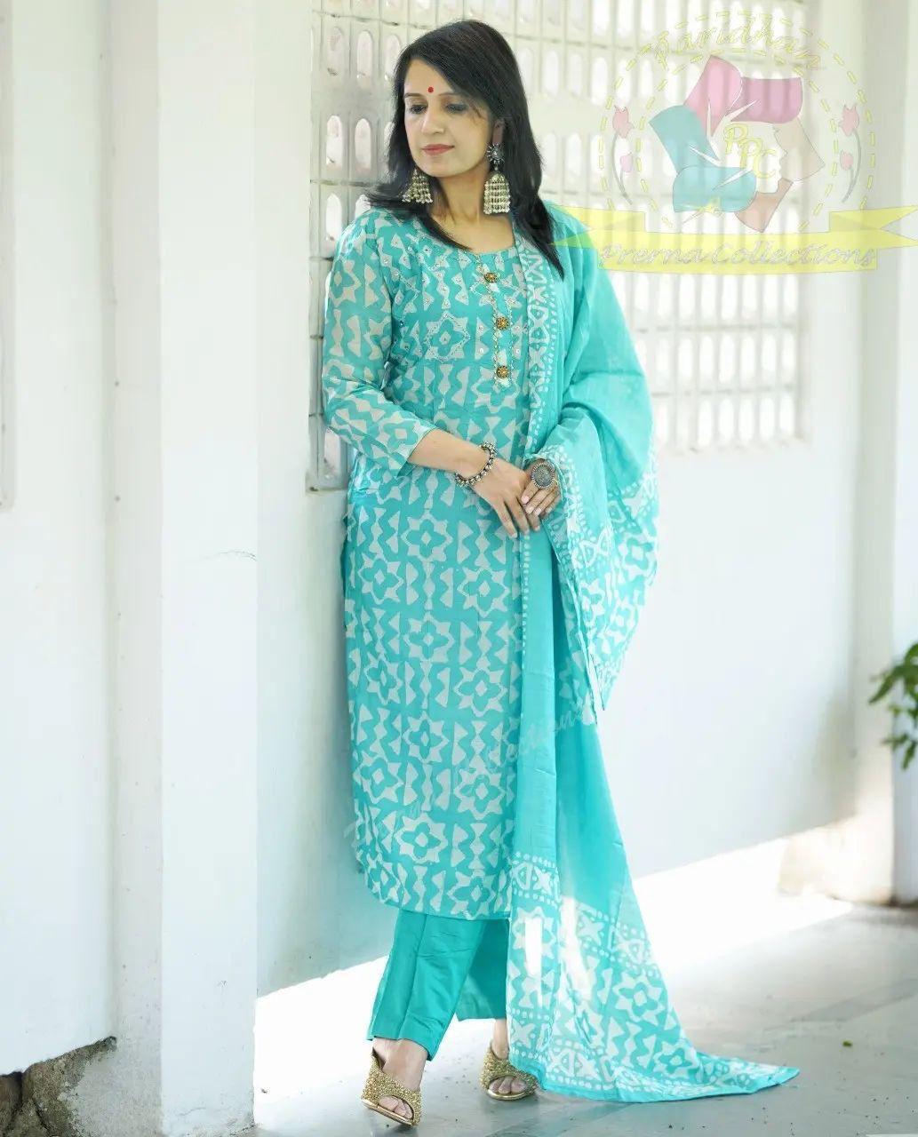 Pure Fine Rayon Fabric With Hand Work Kurti With Pant Moksha Fashions