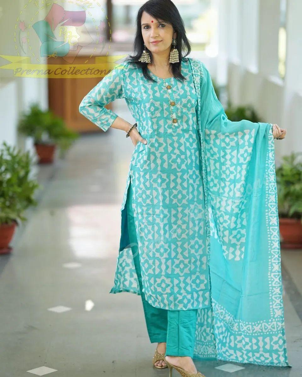Pure Fine Rayon Fabric With Hand Work Kurti With Pant Moksha Fashions