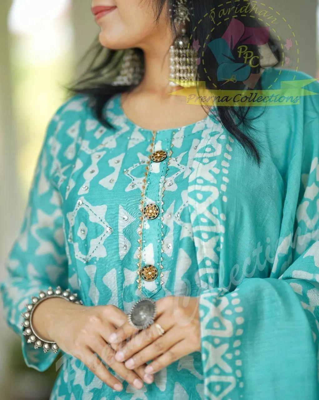 Pure Fine Rayon Fabric With Hand Work Kurti With Pant Moksha Fashions
