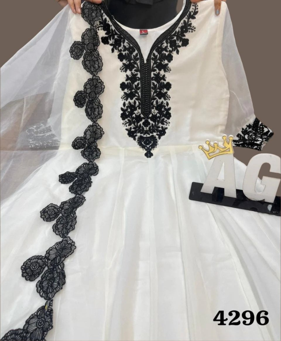 Gorgeous White Georgette Gown Moksha Fashions