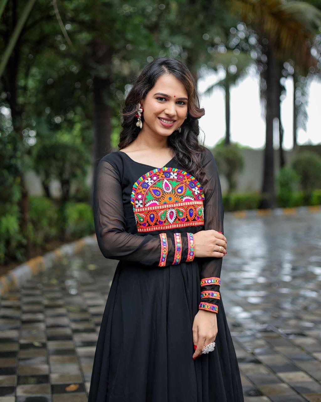 Innovative Navratri Special Gamthi Work Gown Moksha Fashions