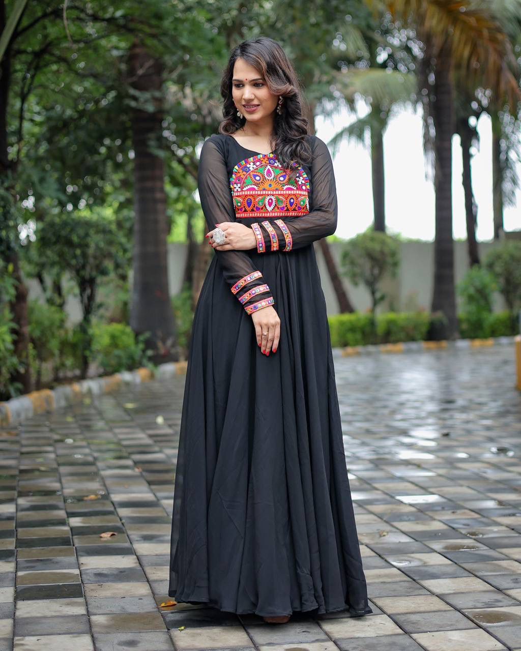 Innovative Navratri Special Gamthi Work Gown Moksha Fashions
