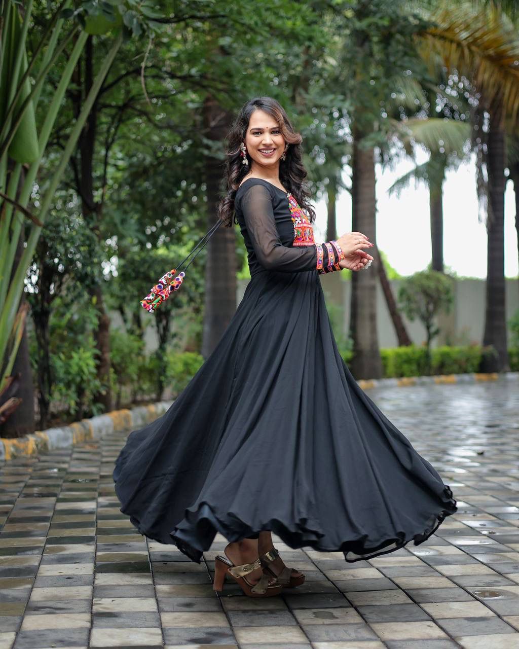 Innovative Navratri Special Gamthi Work Gown Moksha Fashions