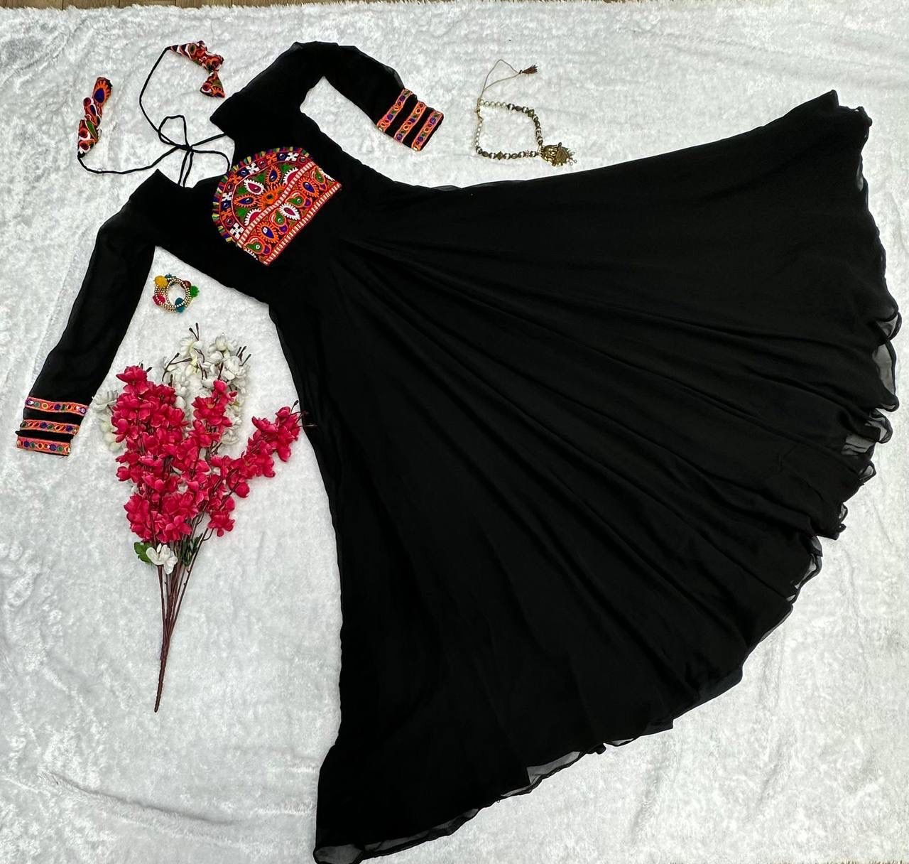 Innovative Navratri Special Gamthi Work Gown Moksha Fashions