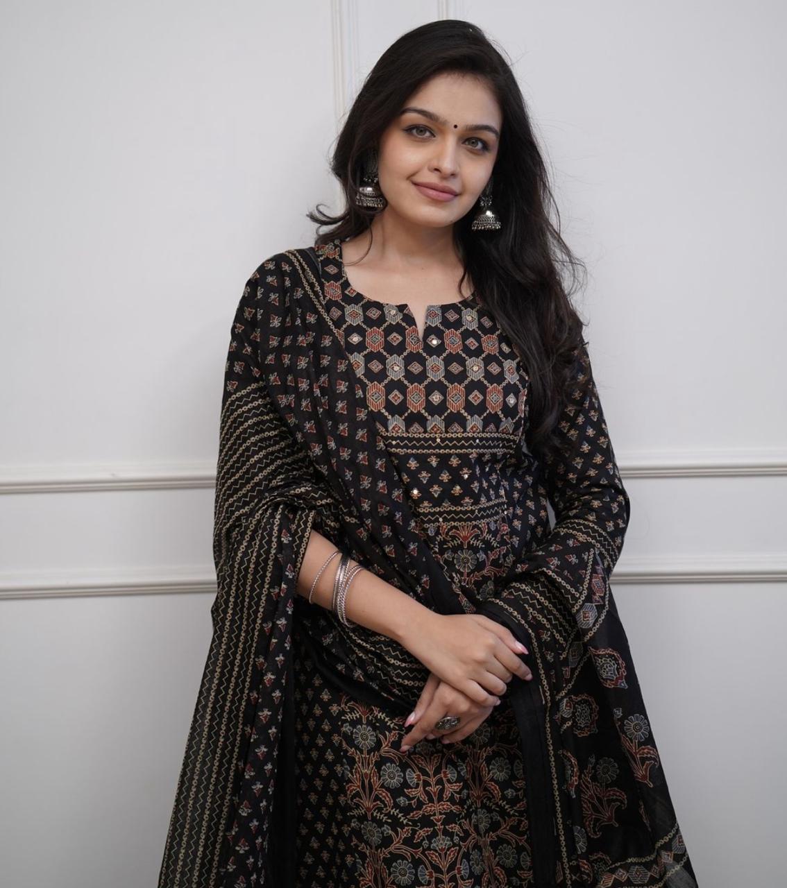 Mughal-Inspired Block Print In Designer Three-Piece Set Moksha Fashions