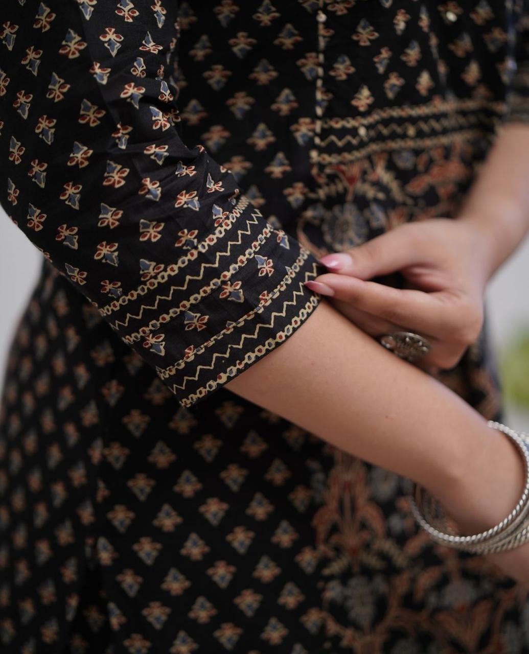 Mughal-Inspired Block Print In Designer Three-Piece Set Moksha Fashions