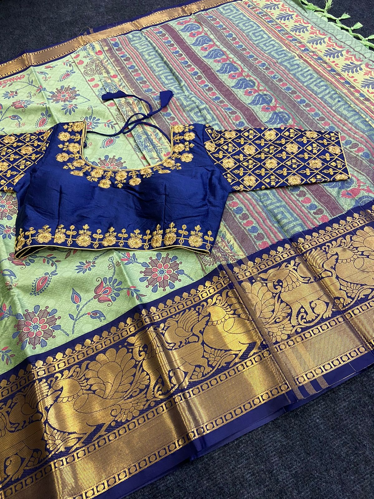 Blend Of High Quality Cotton and Silk- Saree With Readymade Blouse Moksha Fashions